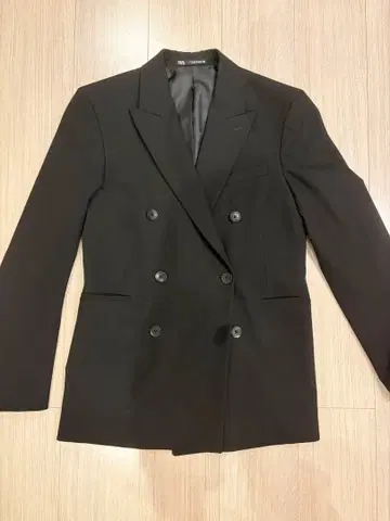ZARA 자라 블랙 더블 테일러드 자켓 수트 46