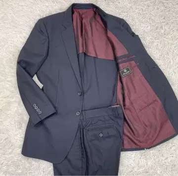 새상품급 남성용 셋업 수트 다크 네이비 스트라이프 백 오픈