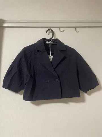 네이비 벌룬 슬리브 테일러드 자켓