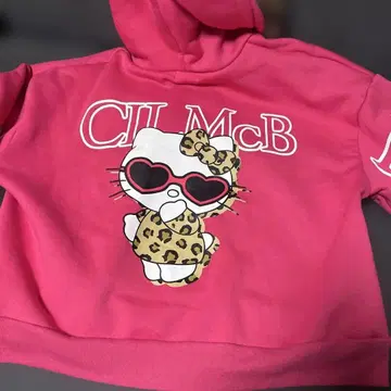 세실 맥비 헬로키티 후드티 레오파드 무늬 핑크 속기모