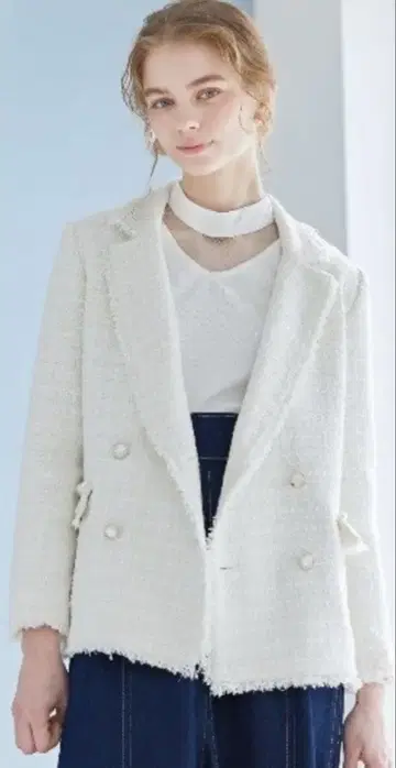 And Couture 팬시 트위드 W 테일러드 자켓