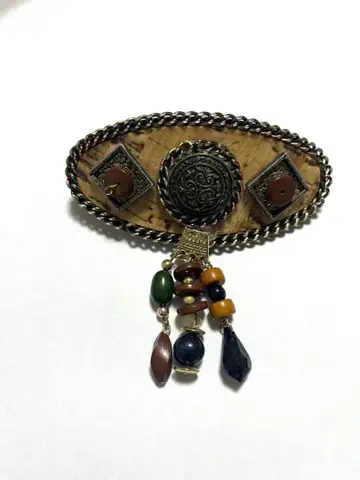 빈티지 헤어 머리핀 비즈 장식 에스닉 보헤미안 약 9cm