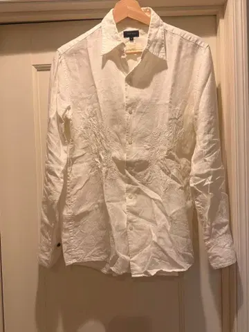 JOSEPH HOMME 화이트 자수 셔츠 46 린넨