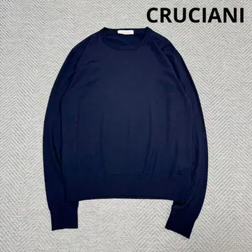 크루치아니 이탈리아제 울 크루넥 니트 네이비 46 사이즈