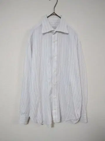 새상품급 이탈리아제 바니스뉴욕 긴팔 셔츠 남성용 M 화이트 스트라이프