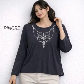 PINORE 피노레 긴팔 티셔츠 여성용 그레이 비쥬