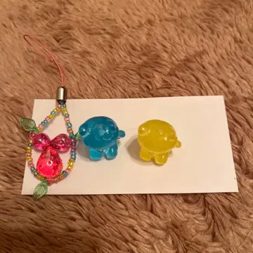 딸기 참과 옐로우 컬러, 스카이블루의 미니미니 키티 세트