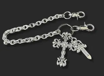 실버 플로럴 크로스 지갑 체인 페이퍼 체인