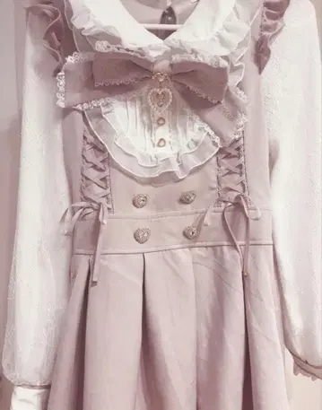 LIZLISA 프릴 요크 리본 셋업 핑크