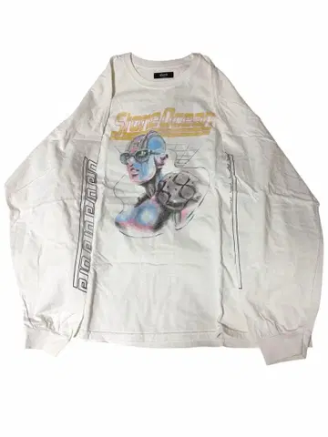 glamb x 죠죠 쿠죠 죠린 스톤 프리 긴팔 T셔츠 롱티 화이트