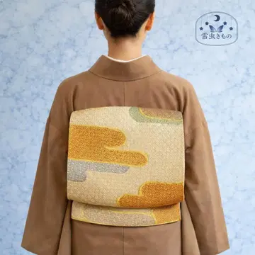 QQ3-122 알뜰 상품 후쿠로 오비 단품 육통 골드 오렌지 440cm