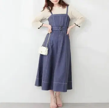 natural couture 웨이스트 벨트 스티치 디자인 점프 스커트