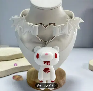 그루미 초커 목걸이 펜던트 마스코트 포함 화이트 흰색 깃털