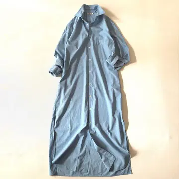 [ 상태 좋음 ] 오라리 블루 셔츠 원피스 오버 사이즈 긴팔 일본제