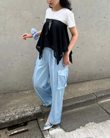 POPPY Lace draped wrap skirt (black)