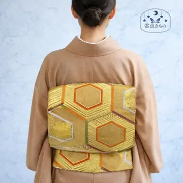 QQ3-124 특별한 날에 후쿠로 오비 단품 육통 골드 오렌지 440cm