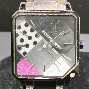 배터리 교환 완료 INDEPENDENT QZ 스퀘어 블랙 남성용 손목시계