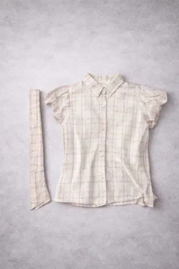 미셸 마카롱 체크 리본 블라우스 핑크 [신기루 아무짱 모델]