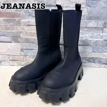 지나시스 러그 밑창 미들 통굽 부츠 사이즈 M 블랙 사이드 고어 인기