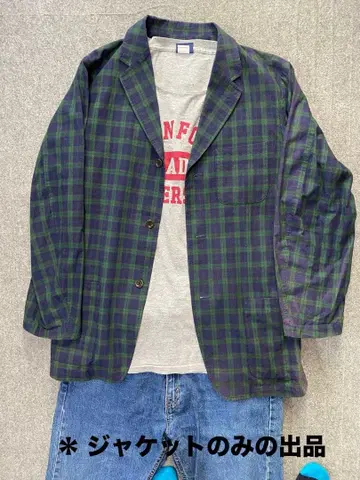 빈티지 빔즈BEAMS 마드라스 체크 얇은 소재 코튼 자켓 XL