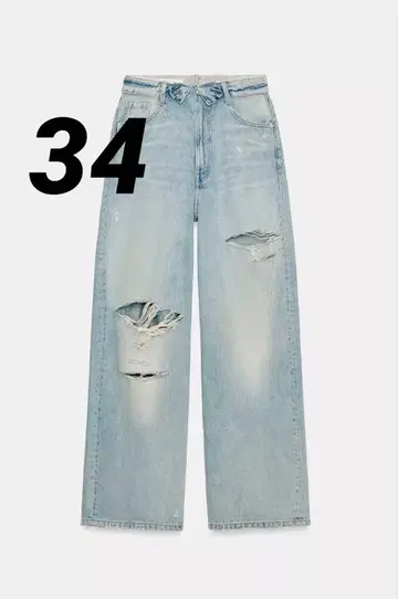 ZARA TRF 미드 라이즈 접이식 허리 데님 팬츠 미사용 새상품