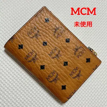미사용 MCM 가죽 접이식 지갑 코냑