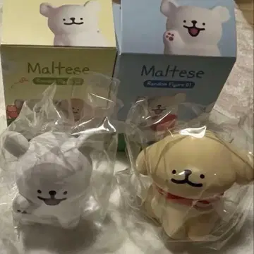 몰티즈 말티즈 피규어 2개 세트