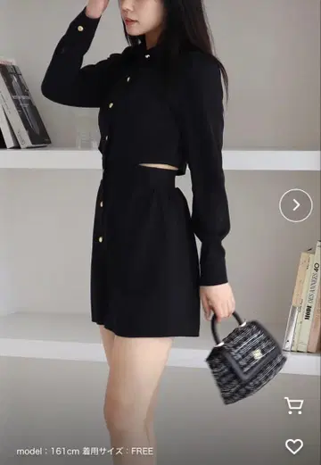 ROYAL PARTY 백 오픈 셔츠 콤비네존 블랙