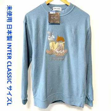 미사용 일본제 INTER CLASSIC 자수 디자인 트레이닝복 L 블루