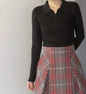 SNIDEL 하프 지퍼 폴로 니트 풀오버