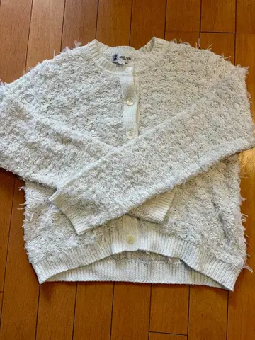 미쉘클랑 화이트 리본 짜임 가디건 봄 새상품급