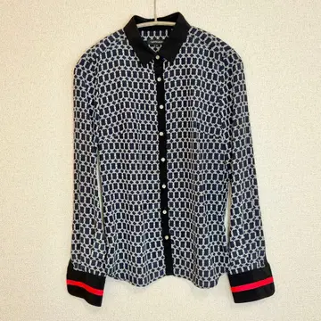 LOVELESS 벨트링 마린 블라우스 체인 패턴 사이즈 34 네이비