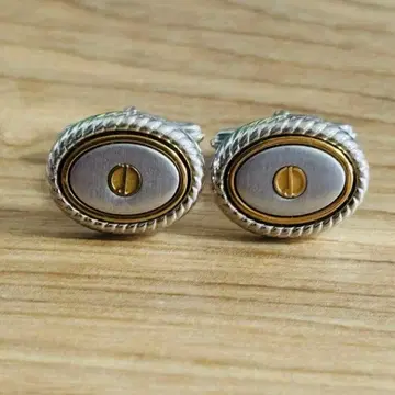 DUNHILL 던힐 커프스 커프 링크스 d 로고 골드 x 실버