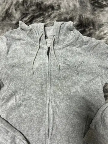 PUMA 그레이 집업 후드티 벨로아 원단 셋업