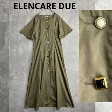엘렌케어듀 레트로 버튼 롱 셔츠 원피스 카키 반팔 여름