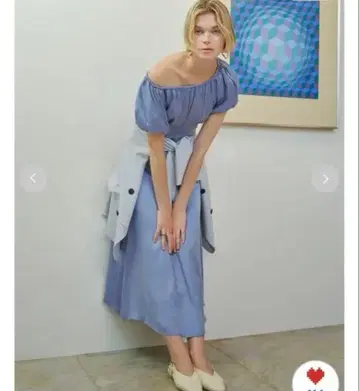 오프숄더 미디 드레스 프레이 아이디 드레스 롱