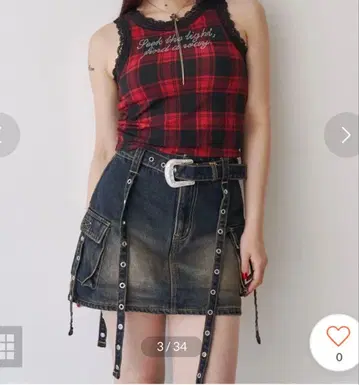 가격 인하 가능 [ jouetie ] 웨스턴 버클 벨트 치마바지