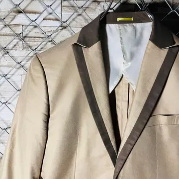 레트로 다케오 키쿠치 테일러드 자켓 바이컬러 베이지 블론드