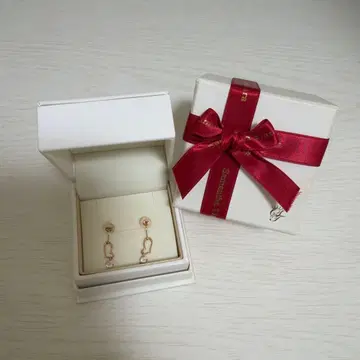 사만사 티아라 핑크 골드 하트 후프 귀걸이