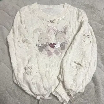 리즈리사 토끼 니트탑 화이트