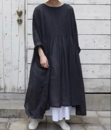 택 포함 새상품 maison de soil 코튼 원피스 블랙