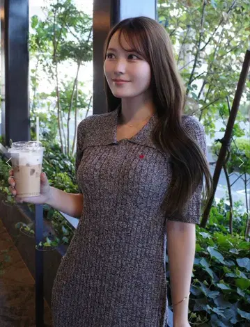 LAGUNAMOON POLO 칼라 멜란지 케이블 니트 원피스