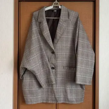 테일러드 자켓 베이지 브라운 계열 체크