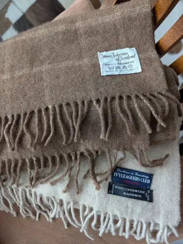 스코틀랜드제 이탈리아제 캐시미어 100% 머플러 2개 세트