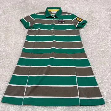 MUNSINGWEAR 골프웨어 보더 무늬 폴로 셔츠 원피스 와펜