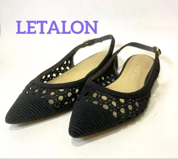 새상품급 르 탈론 포인티드 크로셰 레이스 슬링백 22.5cm