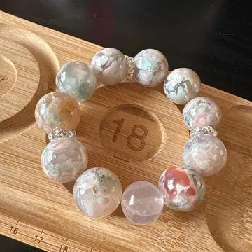 벚꽃 마노(일부 제트화)와 로즈쿼츠 18cm18.5mm