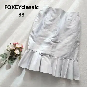 폭시 클래식 무릎 기장 머메이드 스커트 절개 프릴 화이트