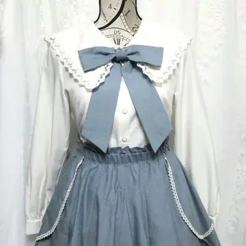 axes femme 액시즈 스커트 블라우스 세트 블루 리본