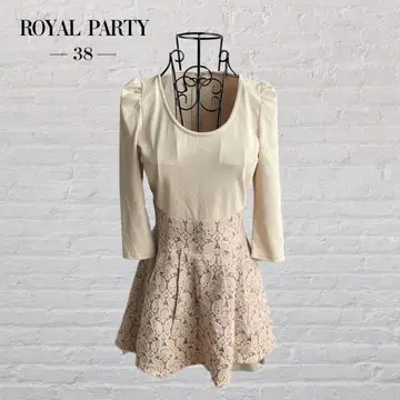 ROYAL PARTY 원피스 자카드 절개 밑단 레이스 미 실루엣